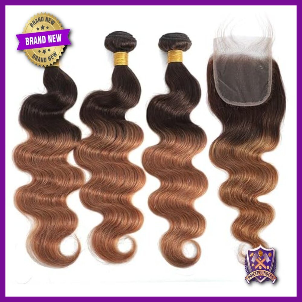 Body Wave Human Hair Bundles with 4x4 Lace Closure Brazilian Virgin Hair